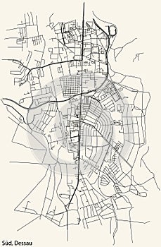 Street roads map of the SÜD BOROUGH, DESSAU