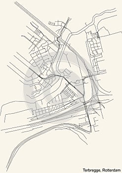 Street roads map of the Terbregge quarter neighbourhood of Rotterdam, Netherlands