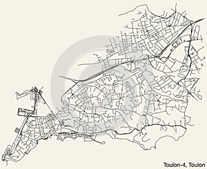 Street roads map of the TOULON-4 CANTON, TOULON