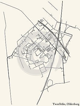 Street roads map of the TWEELBÃ„KE DISTRICT, OLDENBURG