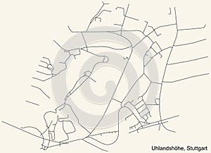 Street roads map of the UhlandshÃ¶he quarter inside Ost district of Stuttgart, Germany