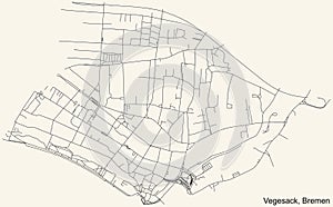 Street roads map of the Vegesack subdistrict of Bremen, Germany