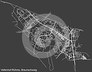 Street roads map of the VELTENHOF-RÃœHME DISTRICT, BRAUNSCHWEIG