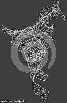 Street roads map of the VESTURBÃ†R DISTRICT, REYKJAVIK