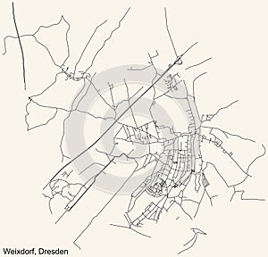 Street roads map of the Weixdorf locality of Dresden, Germany