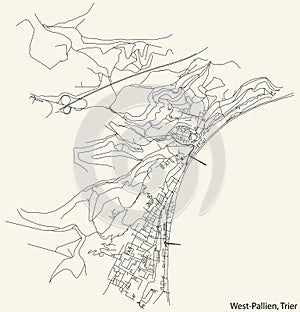 Street roads map of the WEST-PALLIEN MUNICIPALITY, TRIER