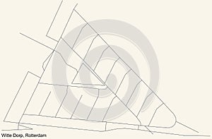 Street roads map of the Witte Dorp neighbourhood of Rotterdam, Netherlands