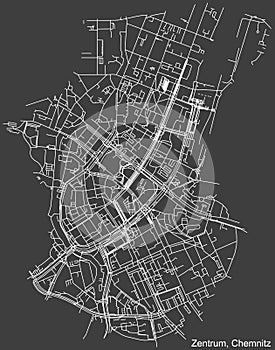 Street roads map of the ZENTRUM DISTRICT, CHEMNITZ