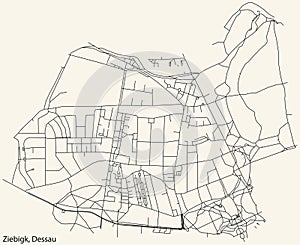 Street roads map of the ZIEBIGK BOROUGH, DESSAU