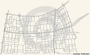 Street roads map of the Zuidwijk neighbourhood of Rotterdam, Netherlands