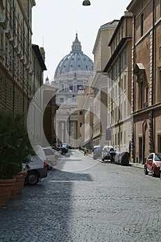 Street of Rome with St. Peter in the background photo
