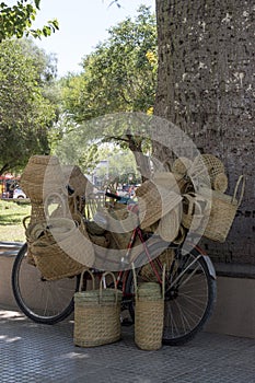 street sale of wicker baskets in Salta