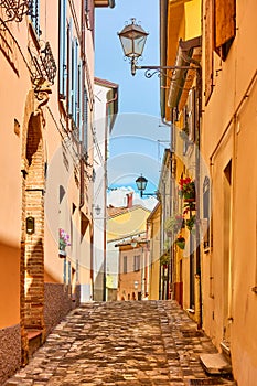 Street in Santarcangelo di Romagna town photo