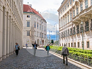 Street scene of Bruno Kreisky Gasse in Vienna, Austria
