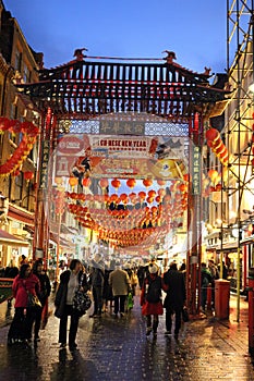 Street scene Chinatown, London England at night