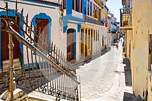 Street scene with colorful buildings in Old Havana