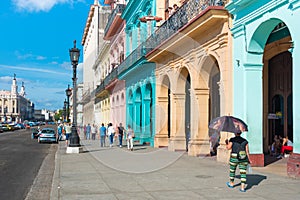 Street scene with colorful buildings in Old Havana