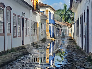 Street scene in the historic center of Paraty, Brazil