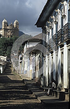 Street scene in Mariana, Minas Gerais, Brazil.