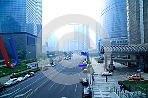 The street scene of modern urban architecture backgrounds in shanghai