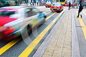 Street scene with motion blur in Hong Kong