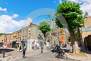 Street scene at Redchurch Street in Shoreditch, London