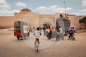 Street scene. sheeps in Bab Khemis. Marrakesh. Morocco