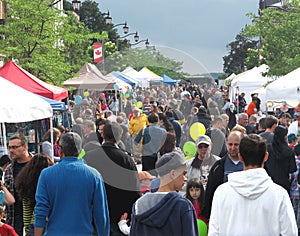 Street scene at a street fair.