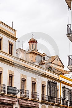 Street scene with traditional Andalucian architecture in Cordoba, Spain