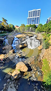 Street scenes around falls park in greenville south carolina