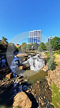 Street scenes around falls park in greenville south carolina