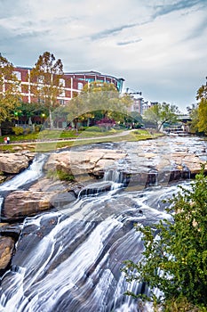 Street scenes around falls park in greenville south carolina