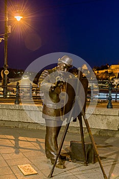 Street sculptures. Statue of famous Hungarian painter Roskovics Ignac. Budapest
