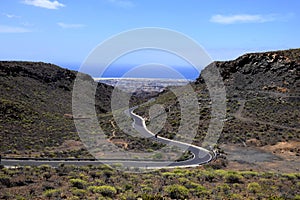 Street seen from Mirador AstronÃÂ³mico de la Degollada de las Yeguas gran canaria photo