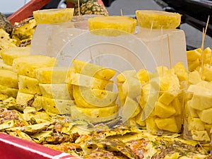 Street sell of fresh topical pineapple in Cali