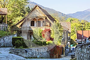 Street Sharambeyan in the town of Dilijan with old houses