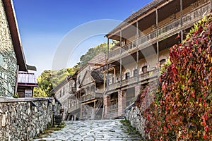Street Sharambeyan in the town of Dilijan with old houses. Armenia
