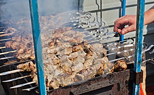 Street shashlik cooking