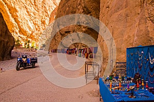 Street shop with traditional hand made carpets and souvenirs Tin