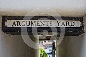 Street Sign for Arguments Yard in Whitby, North Yorkshire