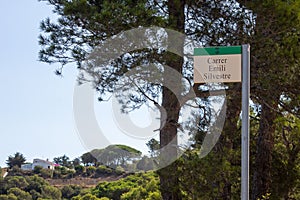 Street sign in Begur, Spain