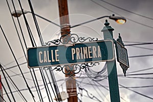 Street Sign Calle Primera in Tijuana Mexico photo