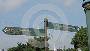 Street sign direction with javanese