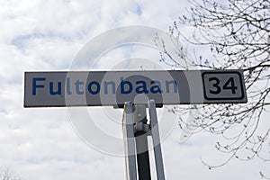 Street Sign Fultonbaan At Nieuwegein The Netherlands 14-4-2021 photo