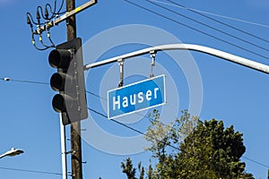 Street sign Hauser in Hollywood