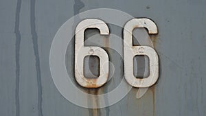 Street sign on historic route 66 in the desert against road sign iron