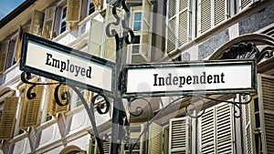 Street Sign Independent versus Employed