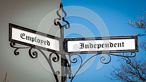 Street Sign Independent versus Employed