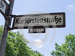 Street sign KurfÃÂ¼rstenstraÃÅ¸e, infamous and famous for street prostitution photo