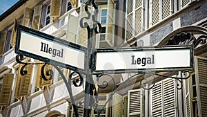 Street Sign Legal versus Illegal